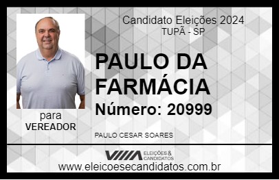 Candidato PAULO DA FARMÁCIA 2024 - TUPÃ - Eleições