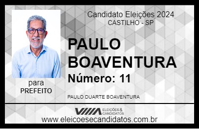 Candidato PAULO BOAVENTURA 2024 - CASTILHO - Eleições