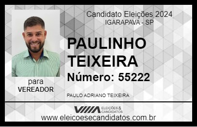 Candidato PAULINHO TEIXEIRA 2024 - IGARAPAVA - Eleições