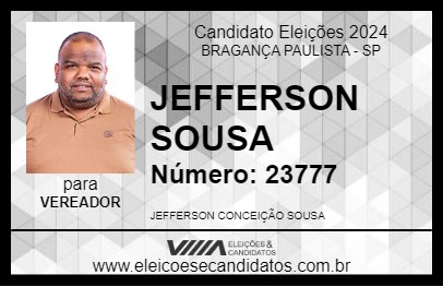 Candidato JEFFERSON SOUSA 2024 - BRAGANÇA PAULISTA - Eleições