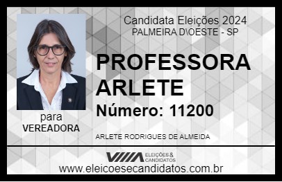 Candidato PROFESSORA ARLETE  2024 - PALMEIRA D\OESTE - Eleições