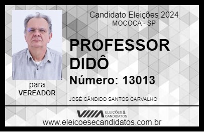 Candidato PROFESSOR DIDÔ 2024 - MOCOCA - Eleições