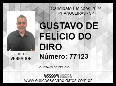 Candidato GUSTAVO DE FELÍCIO DO DIRO 2024 - PITANGUEIRAS - Eleições