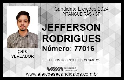 Candidato JEFFERSON RODRIGUES 2024 - PITANGUEIRAS - Eleições