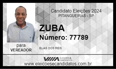 Candidato ZUBA 2024 - PITANGUEIRAS - Eleições