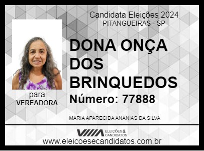 Candidato DONA ONÇA DOS BRINQUEDOS 2024 - PITANGUEIRAS - Eleições