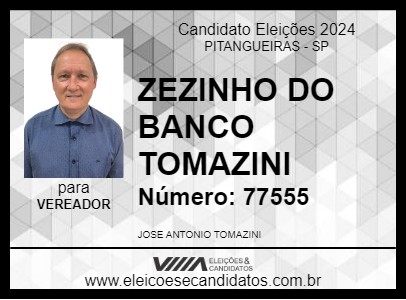 Candidato ZEZINHO DO BANCO TOMAZINI 2024 - PITANGUEIRAS - Eleições