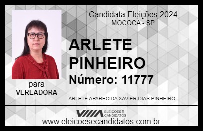 Candidato ARLETE PINHEIRO 2024 - MOCOCA - Eleições