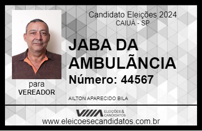 Candidato JABA DA AMBULÃNCIA 2024 - CAIUÁ - Eleições