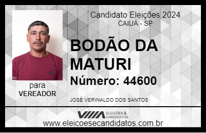 Candidato BODÃO DA MATURI 2024 - CAIUÁ - Eleições