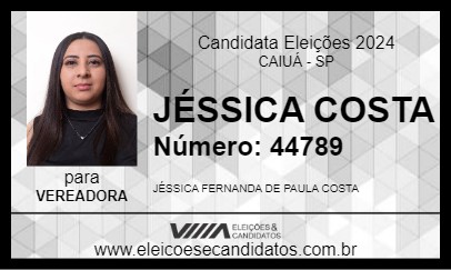 Candidato JÉSSICA COSTA 2024 - CAIUÁ - Eleições