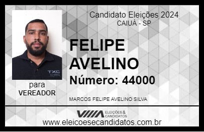 Candidato FELIPE AVELINO 2024 - CAIUÁ - Eleições