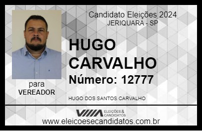 Candidato HUGO CARVALHO 2024 - JERIQUARA - Eleições