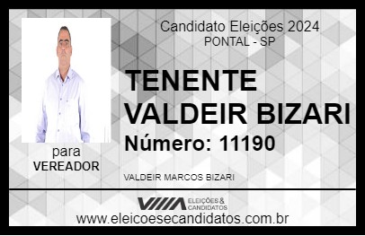 Candidato TENENTE VALDEIR BIZARI 2024 - PONTAL - Eleições