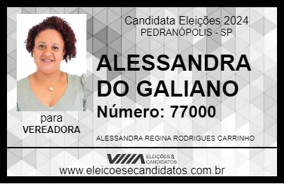 Candidato ALESSANDRA DO GALIANO  2024 - PEDRANÓPOLIS - Eleições