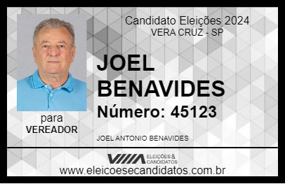 Candidato JOEL BENAVIDES 2024 - VERA CRUZ - Eleições