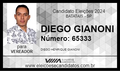 Candidato DIEGO GIANONI 2024 - BATATAIS - Eleições