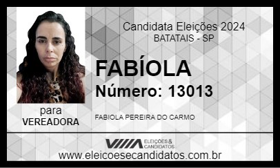 Candidato FABÍOLA 2024 - BATATAIS - Eleições