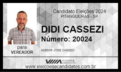 Candidato DIDI CASSEZI 2024 - PITANGUEIRAS - Eleições