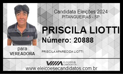 Candidato PRISCILA LIOTTI 2024 - PITANGUEIRAS - Eleições