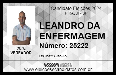 Candidato LEANDRO DA ENFERMAGEM 2024 - PIRAJUÍ - Eleições