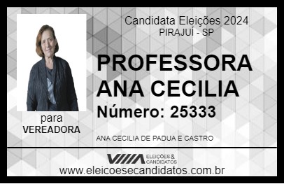 Candidato PROFESSORA ANA CECILIA 2024 - PIRAJUÍ - Eleições