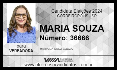 Candidato MARIA SOUZA 2024 - CORDEIRÓPOLIS - Eleições