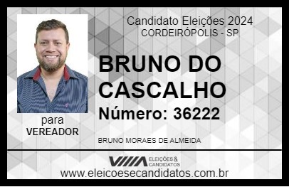 Candidato BRUNO DO CASCALHO 2024 - CORDEIRÓPOLIS - Eleições