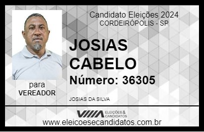 Candidato JOSIAS CABELO 2024 - CORDEIRÓPOLIS - Eleições