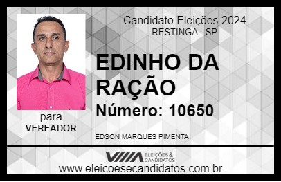 Candidato EDINHO DA RAÇÃO 2024 - RESTINGA - Eleições