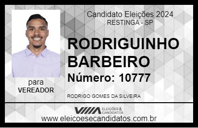 Candidato RODRIGUINHO BARBEIRO 2024 - RESTINGA - Eleições