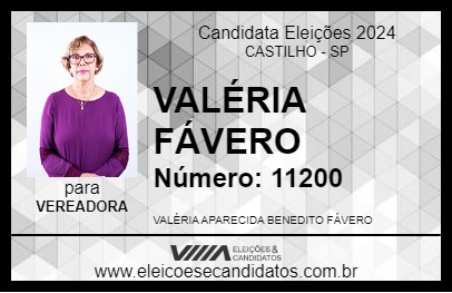 Candidato VALÉRIA FÁVERO 2024 - CASTILHO - Eleições