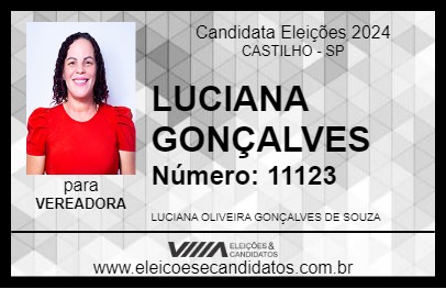 Candidato LUCIANA GONÇALVES 2024 - CASTILHO - Eleições