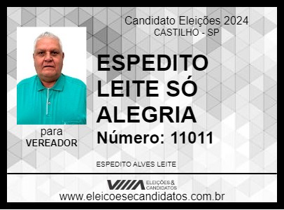 Candidato ESPEDITO LEITE SÓ ALEGRIA 2024 - CASTILHO - Eleições