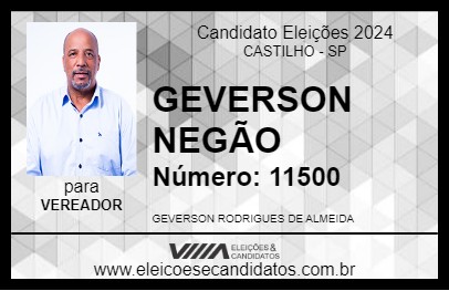 Candidato GEVERSON NEGÃO 2024 - CASTILHO - Eleições