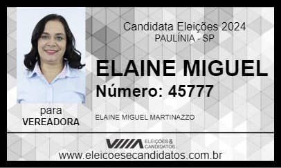 Candidato ELAINE MIGUEL 2024 - PAULÍNIA - Eleições