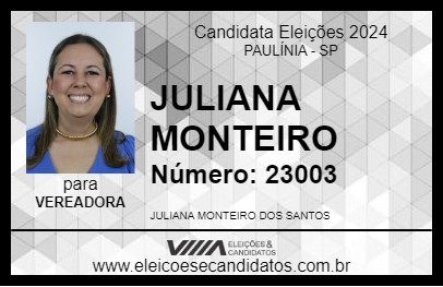 Candidato JULIANA MONTEIRO 2024 - PAULÍNIA - Eleições