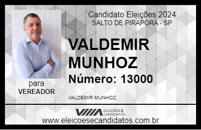 Candidato VALDEMIR MUNHOZ 2024 - SALTO DE PIRAPORA - Eleições