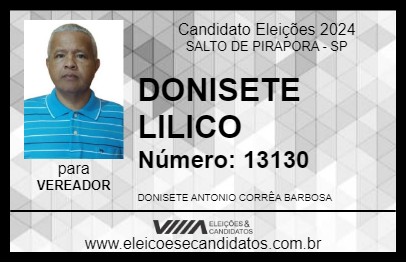 Candidato DONISETE LILICO 2024 - SALTO DE PIRAPORA - Eleições