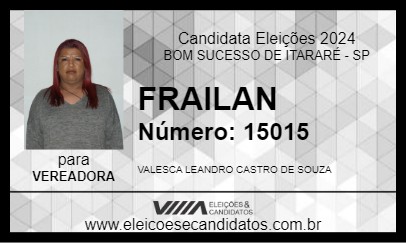 Candidato FRAILAN 2024 - BOM SUCESSO DE ITARARÉ - Eleições