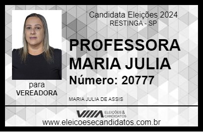 Candidato PROFESSORA MARIA JULIA 2024 - RESTINGA - Eleições