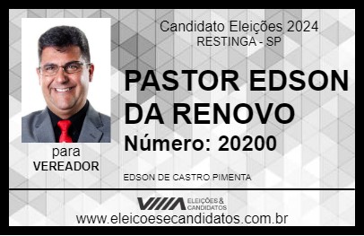 Candidato PASTOR EDSON DA RENOVO 2024 - RESTINGA - Eleições