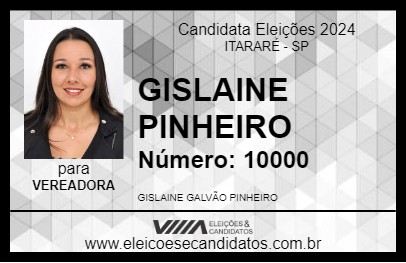 Candidato GISLAINE PINHEIRO 2024 - ITARARÉ - Eleições