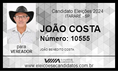 Candidato JOÃO COSTA 2024 - ITARARÉ - Eleições