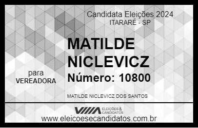 Candidato MATILDE NICLEVICZ 2024 - ITARARÉ - Eleições