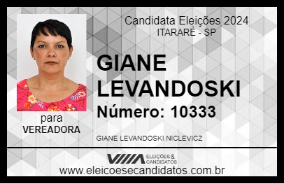 Candidato GIANE LEVANDOSKI 2024 - ITARARÉ - Eleições