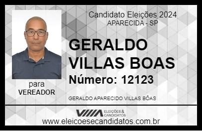 Candidato GERALDO VILLAS BOAS 2024 - APARECIDA - Eleições