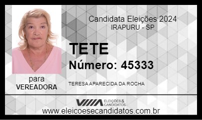 Candidato TETE 2024 - IRAPURU - Eleições