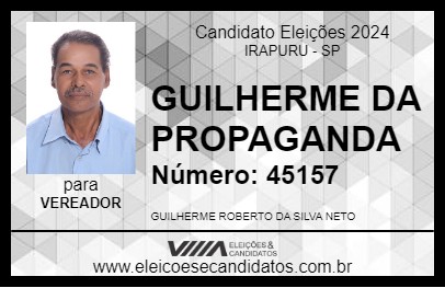 Candidato GUILHERME DA PROPAGANDA 2024 - IRAPURU - Eleições