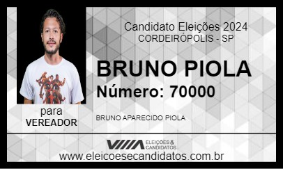 Candidato BRUNO PIOLA 2024 - CORDEIRÓPOLIS - Eleições